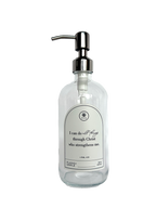 Clear glass I Can Do All Things multipurpose Gratitude Bottle with silver pump.