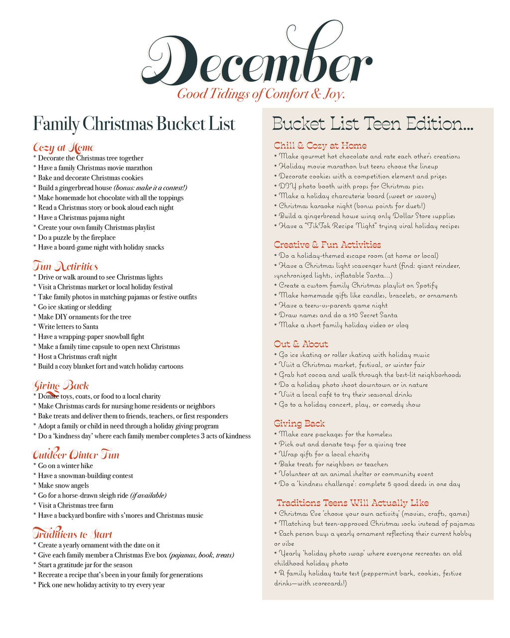 December Intentional Living