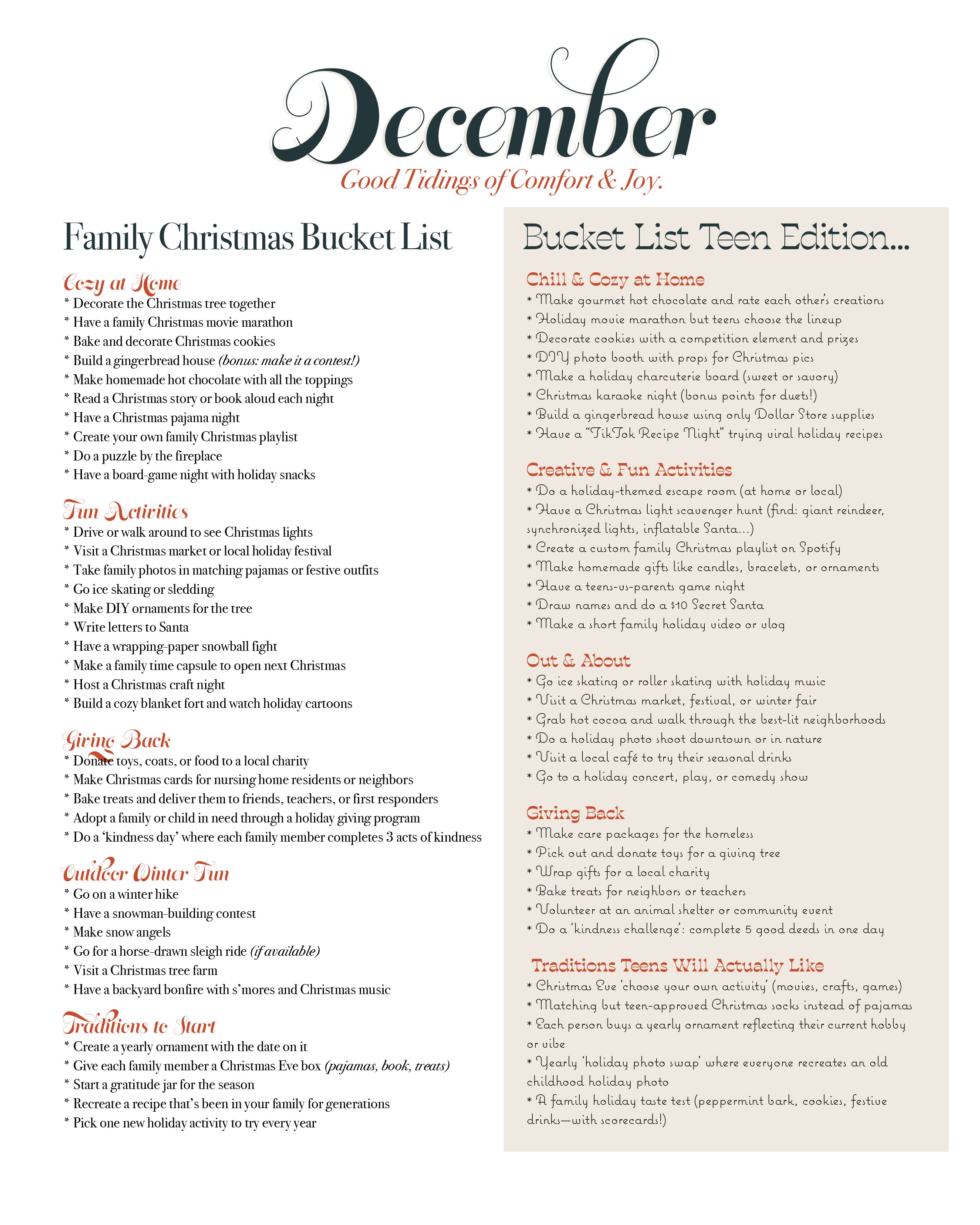 December Intentional Living