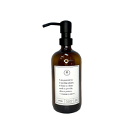 Amber glass I Am Grateful Gratitude Lotion Bottle with black pump.