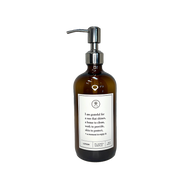 Amber glass I Am Grateful Gratitude Lotion Bottle with black pump.