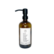 Amber glass Fruits of the Spirit dish soap Gratitude Bottle with black pump.