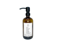 Amber glass Fruits of the Spirit dish soap Gratitude Bottle with black pump.