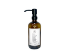 Amber glass Fruits of the Spirit dish soap Gratitude Bottle with black pump.