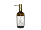 Amber glass Fruits of the Spirit dish soap Gratitude Bottle with gold pump.