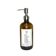 Amber glass Fruits of the Spirit dish soap Gratitude Bottle with silver pump.