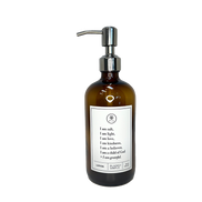Amber glass I am Salt & Light lotion Gratitude Bottle with silver pump.