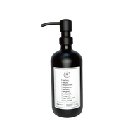 Black glass Fruits of the Spirit dish soap Gratitude Bottle with black pump.