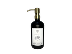 Black glass I am Kind hand soap Gratitude Bottle with gold pump.