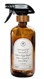 Amber glass Love Is... multipurpose Gratitude Bottle with spray pump.