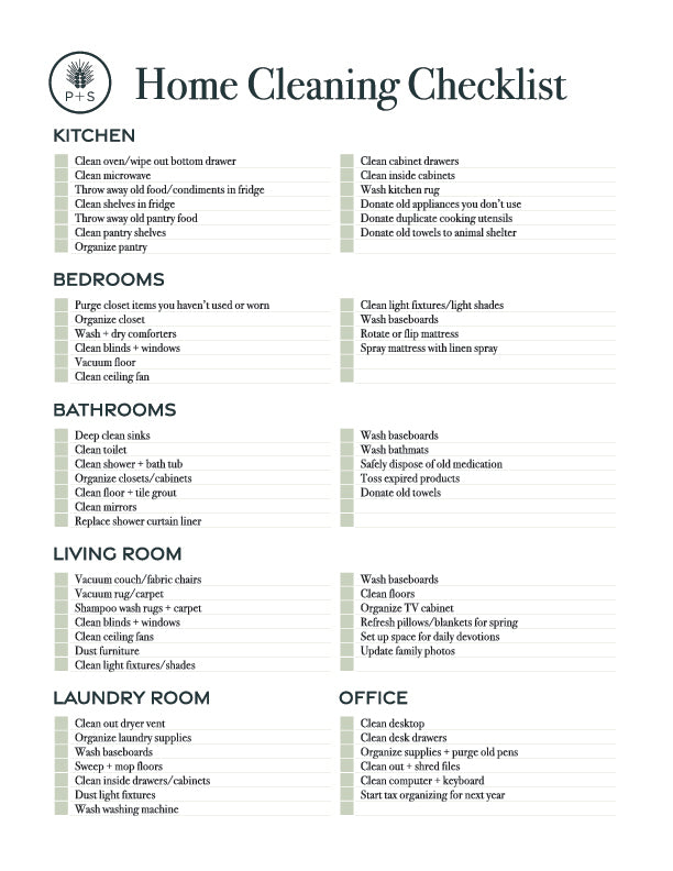 FREE Clean Home Checklist Digital Download
