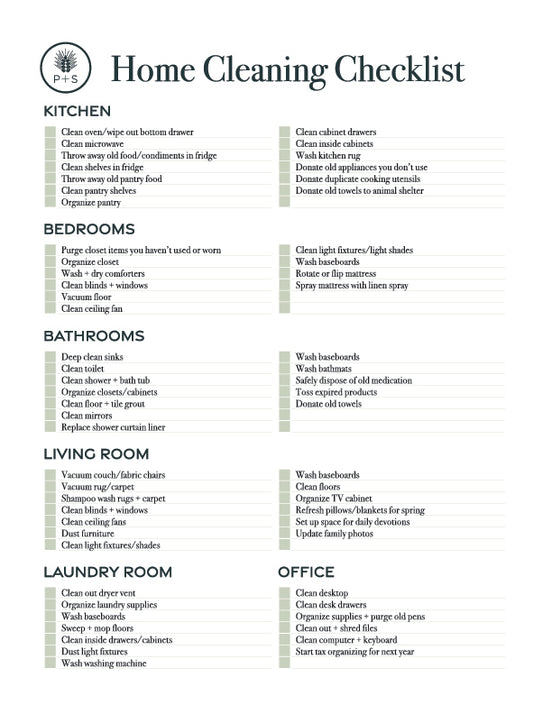 FREE Clean Home Checklist Digital Download