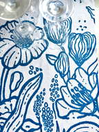 Blue & white Presence floral quick-dry towel drying glassware.