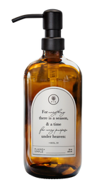 Amber glass Seasons multipurpose Gratitude Bottle with black pump.