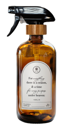 Amber glass Seasons multipurpose Gratitude Bottle with spray pump.