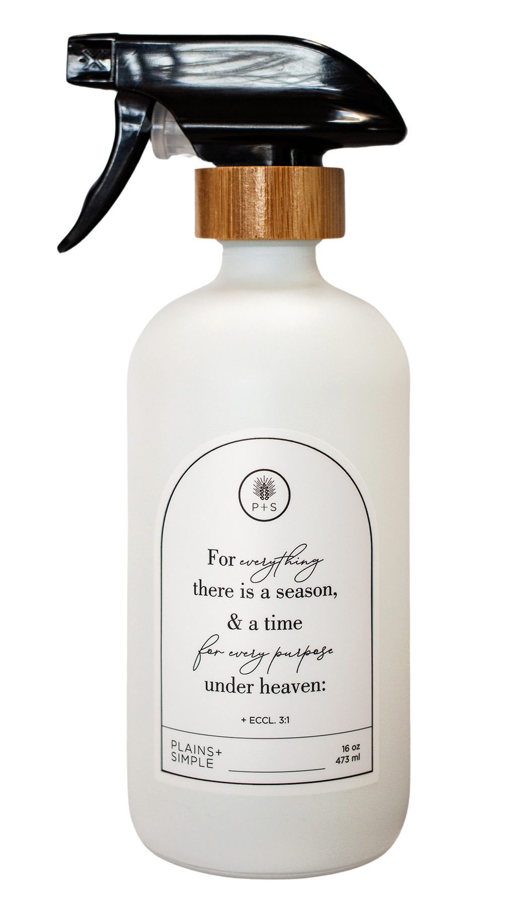 White glass Seasons multipurpose Gratitude Bottle with spray pump