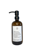 Amber glass Thank You Lord dish soap Gratitude Bottle with black pump.