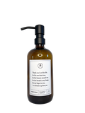 Amber glass Thank You Lord hand soap Gratitude Bottle with black pump.
