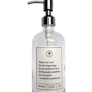 Clear glass Thank You Lord dish soap Gratitude Bottle with silver pump