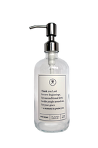 Clear glass Thank You Lord dish soap Gratitude Bottle with silver pump