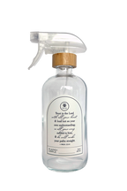 Clear glass Trust multipurpose Gratitude Bottle with spray pump.
