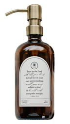 Amber glass Trust multipurpose Gratitude Bottle with gold pump.